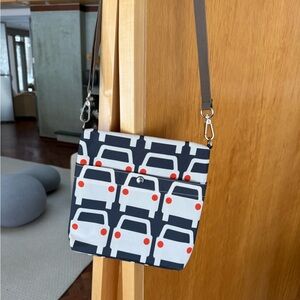 Stylish Orla Kelly Black and White Car Print Crossbody Bag